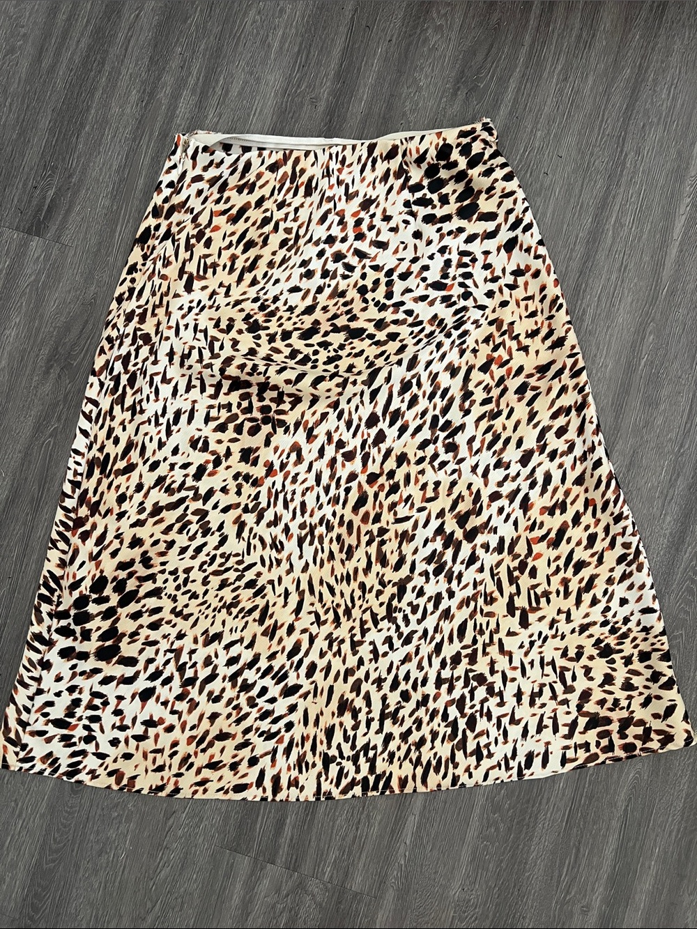 Leopard-Print A-Line Skirt in Cream, Black & Brown